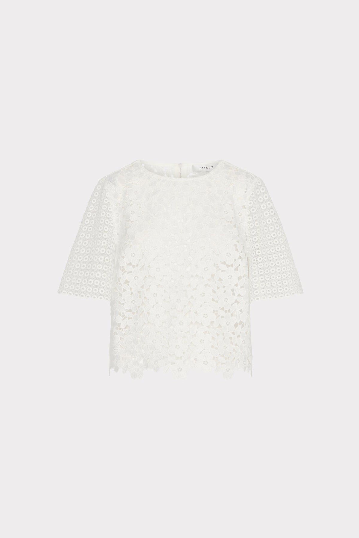 Floral Geo Combo Lace Top White | Milly Women
