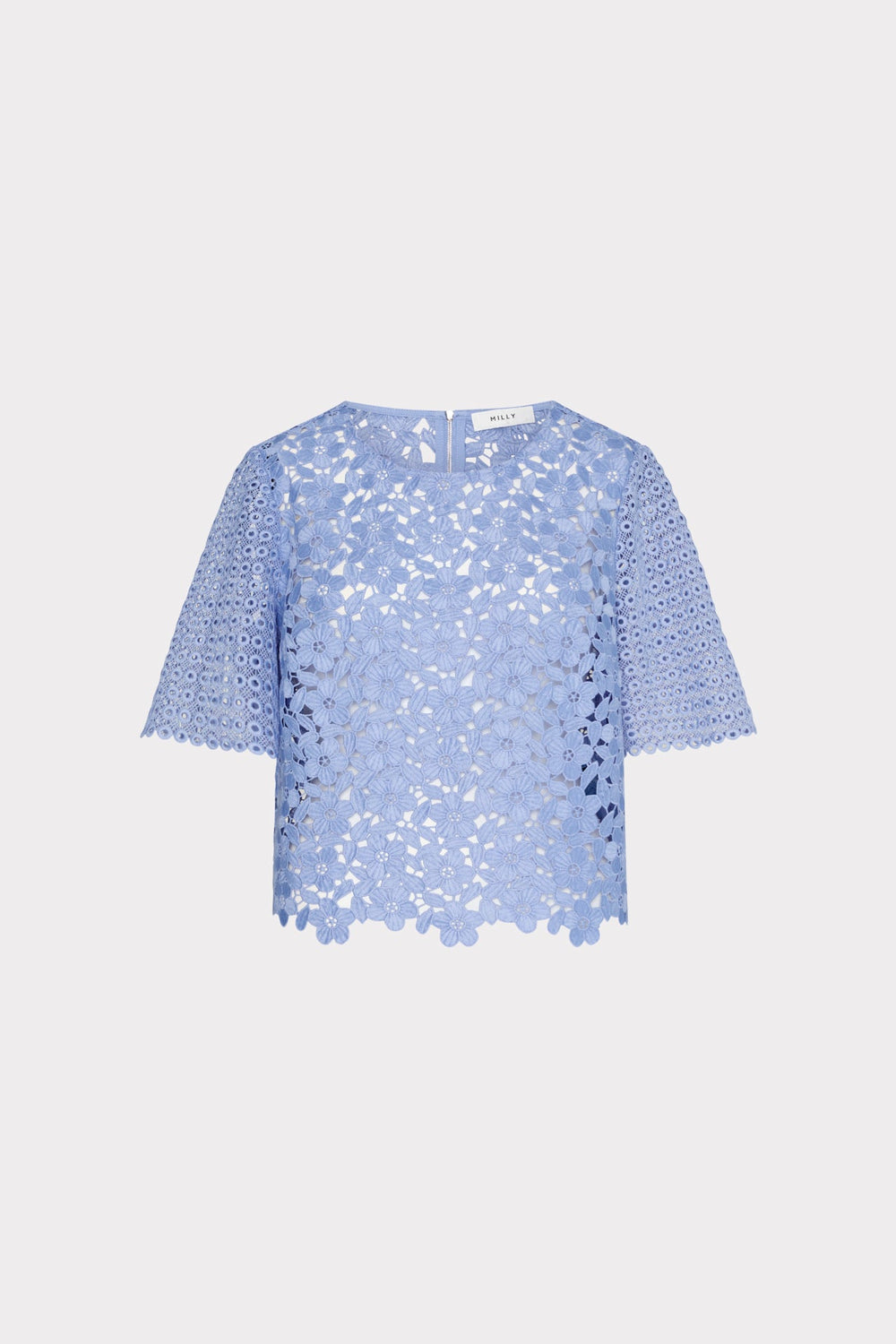 Floral Geo Combo Lace Top Sky Blue | Milly Women