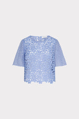 Floral Geo Combo Lace Top Sky Blue | Milly Women