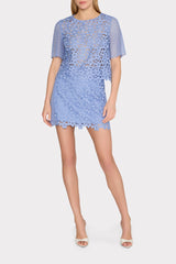 Floral Geo Combo Lace Top Sky Blue | Milly Women