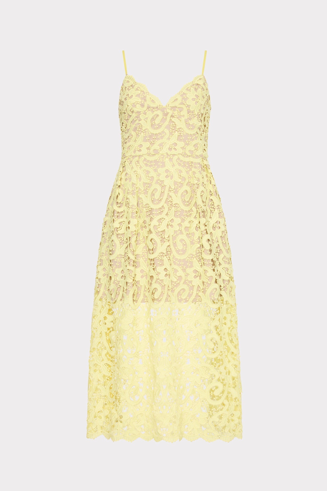 Elle Lace Midi Dress Yellow | Milly Women