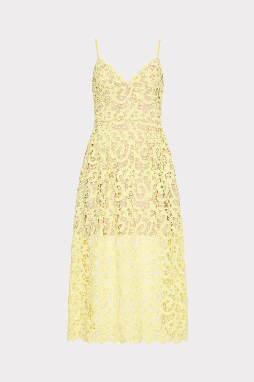 Elle Lace Midi Dress Yellow | Milly Women