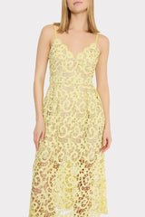 Elle Lace Midi Dress Yellow | Milly Women