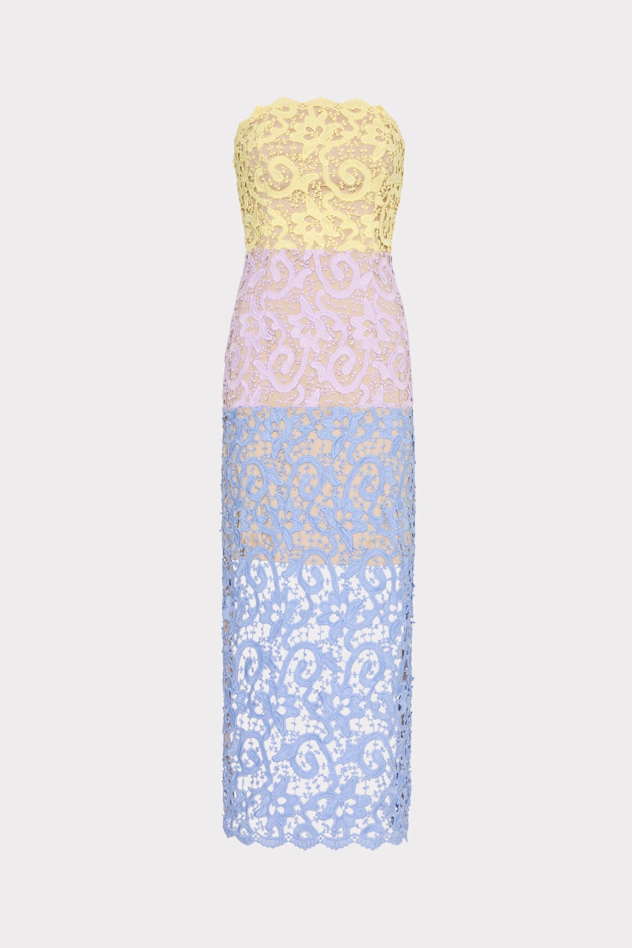 Kait Trois Color Lace Dress Lavender/Blue/Yellow | Milly Women