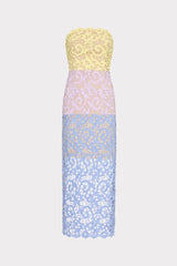 Kait Trois Color Lace Dress Lavender/Blue/Yellow | Milly Women