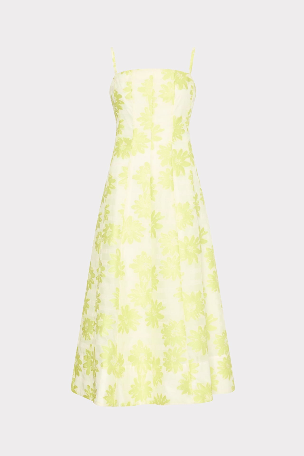 Striped Floral Fil Coupé Dress Yellow | Milly Women