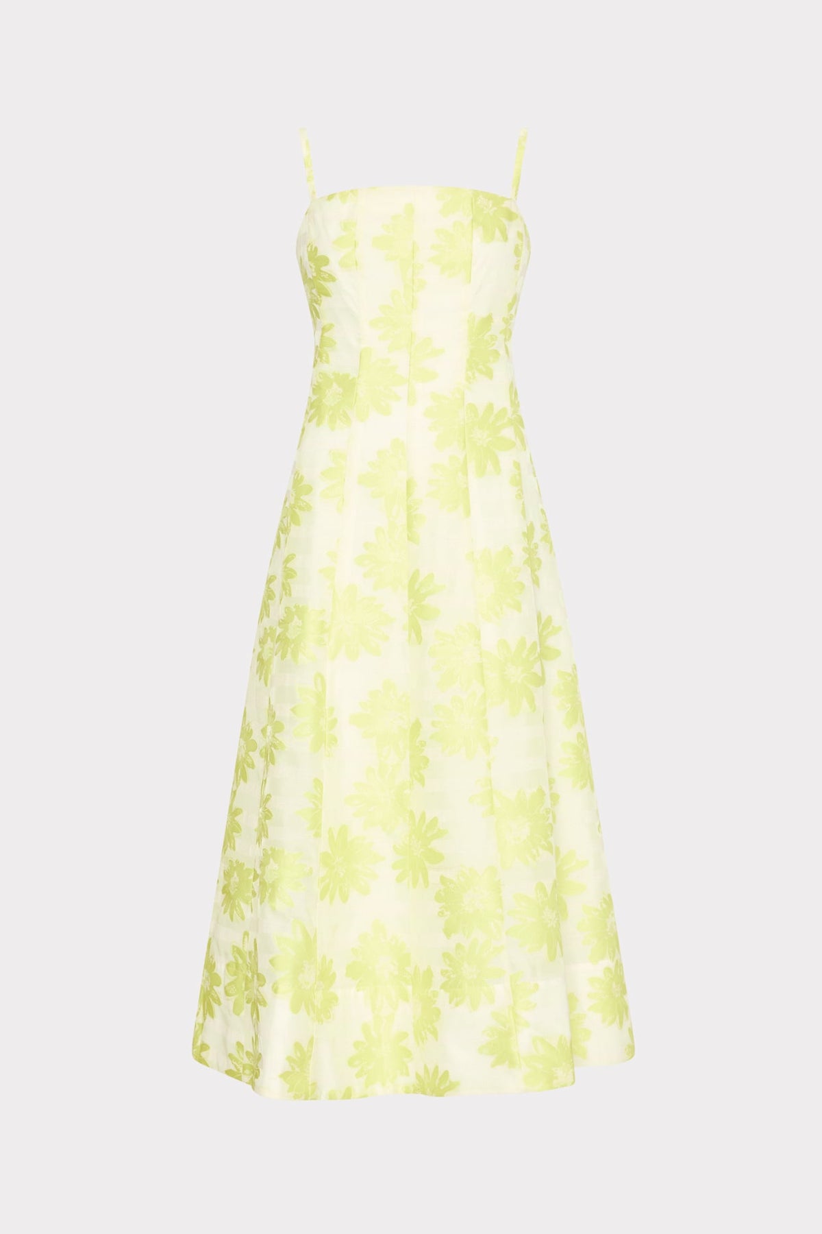 Striped Floral Fil Coupé Dress Yellow | Milly Women