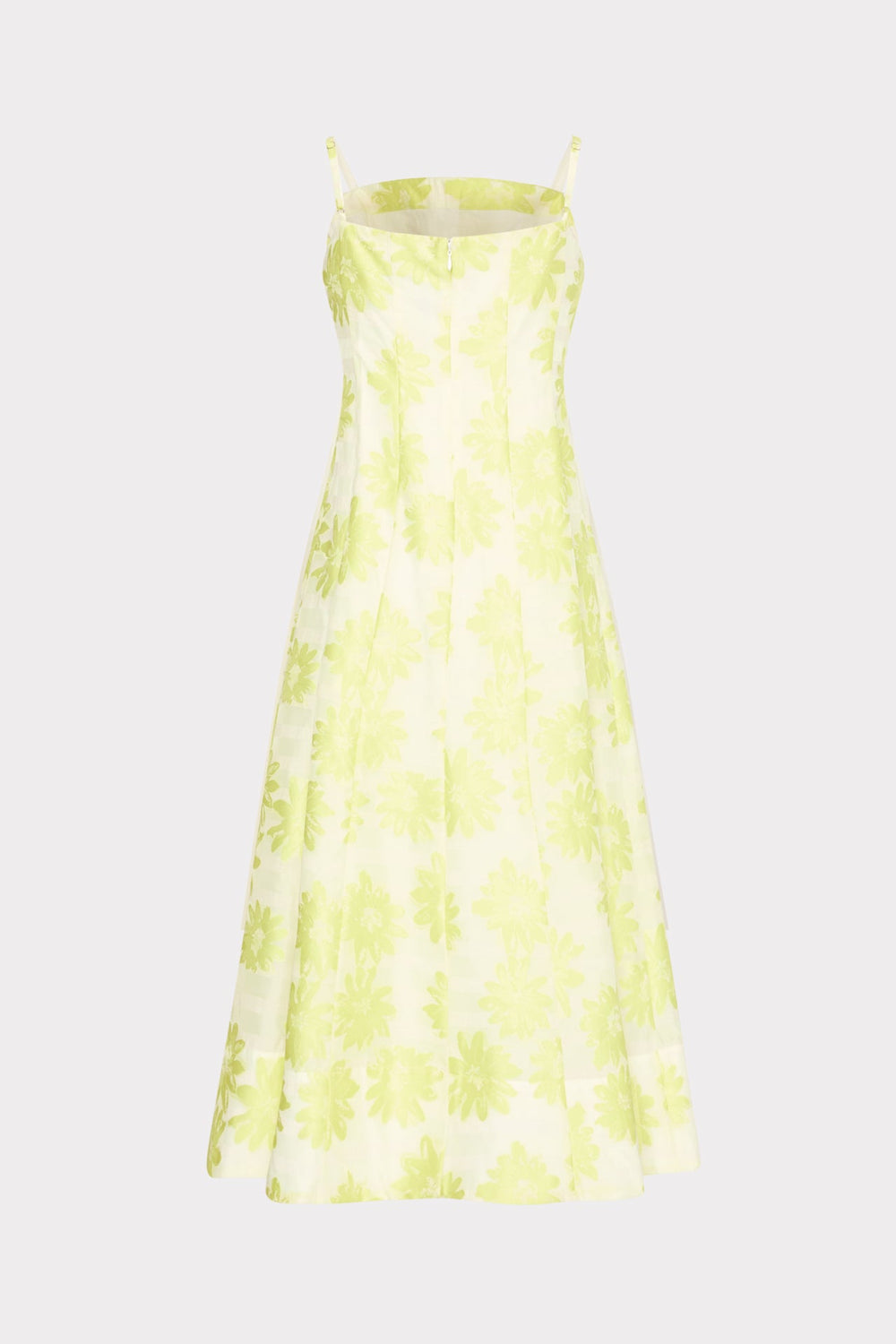 Striped Floral Fil Coupé Dress Yellow | Milly Women
