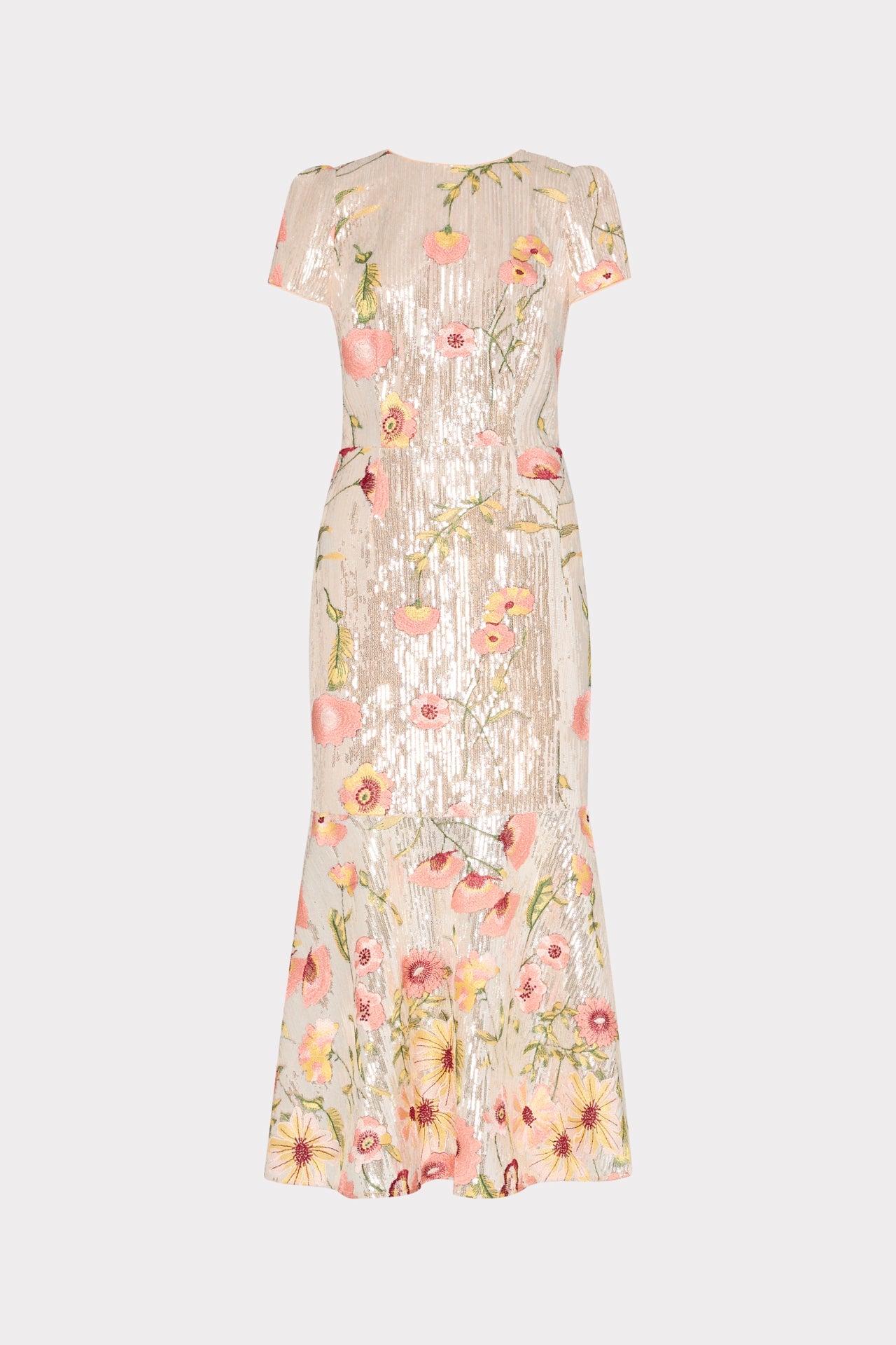 Tahlia Floral Sequins Embroidery Dress Silver Multi | Milly Women
