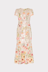 Tahlia Floral Sequins Embroidery Dress Silver Multi | Milly Women