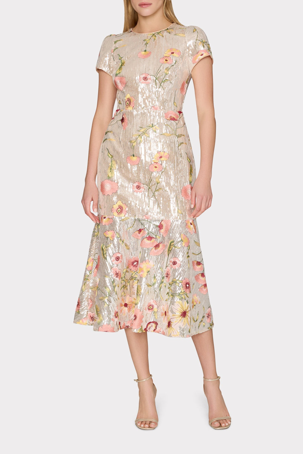 Tahlia Floral Sequins Embroidery Dress Silver Multi | Milly Women