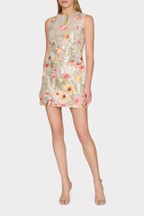 Ivette Floral Sequins Embroidery Dress Silver Multi | Milly Women