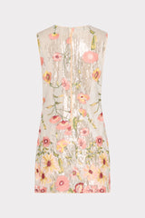 Ivette Floral Sequins Embroidery Dress Silver Multi | Milly Women
