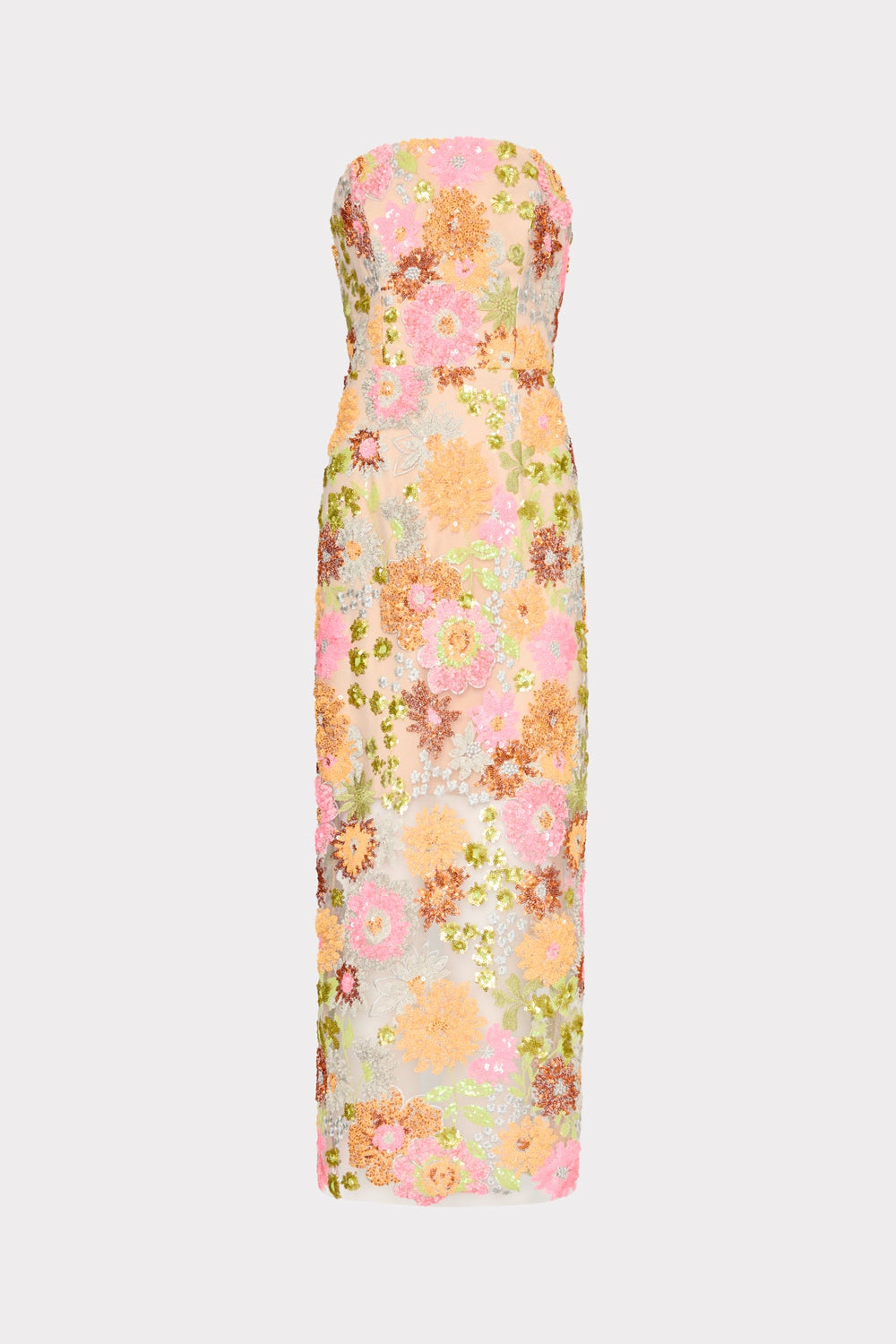 Kait Floral Blossom Sequins Dress Orange Multi | Milly Women