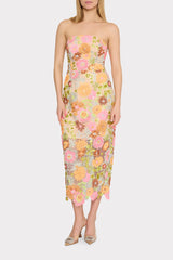 Kait Floral Blossom Sequins Dress Orange Multi | Milly Women