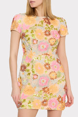 Rowen Floral Blossom Sequins Dress Orange Multi | Milly Women