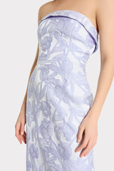 Tulip Jacquard Strapless Dress Periwinkle/Multi | Milly Women