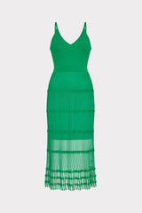 Sheer Knit Cami Dress Green | Milly Women