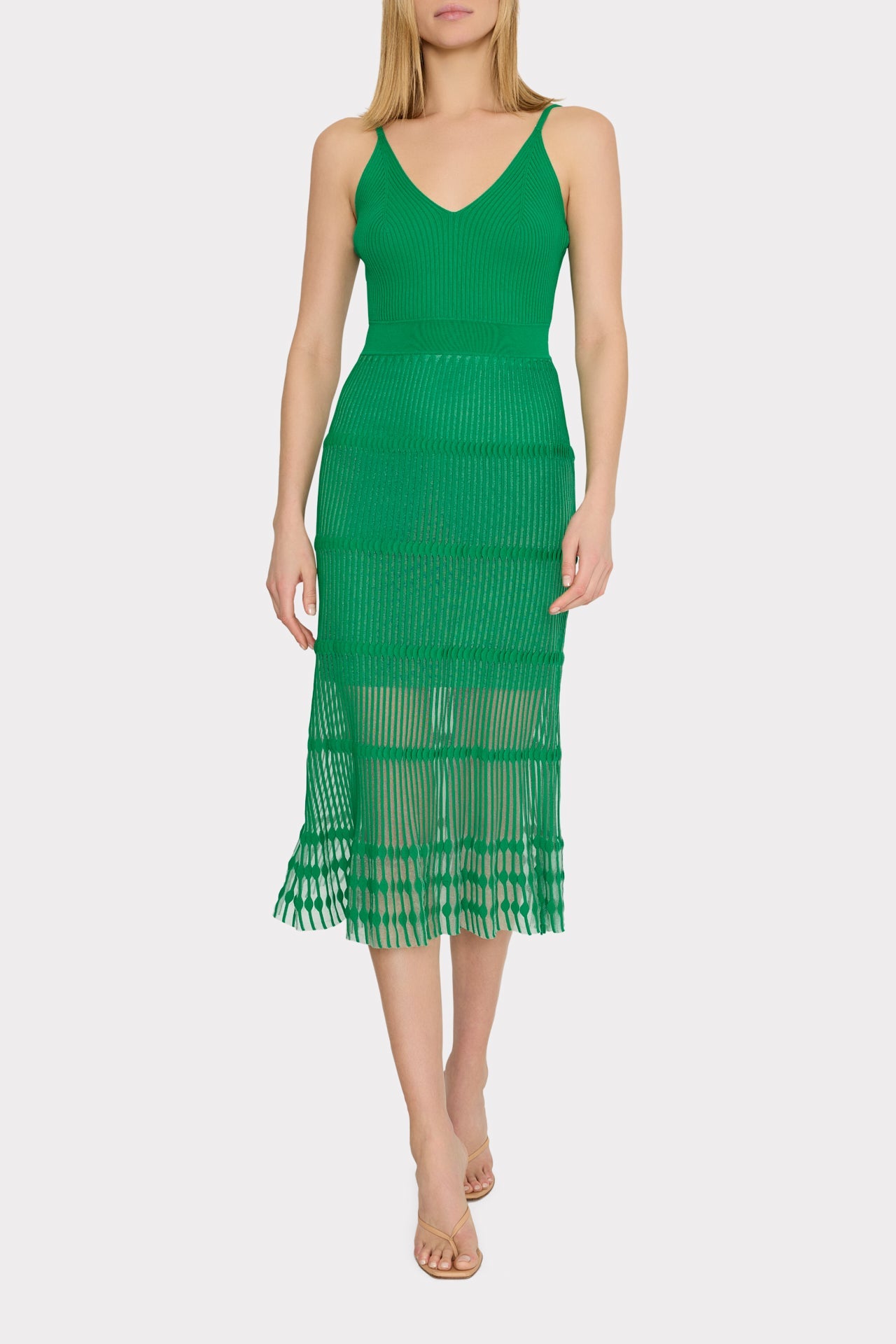 Sheer Knit Cami Dress Green | Milly Women
