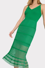 Sheer Knit Cami Dress Green | Milly Women