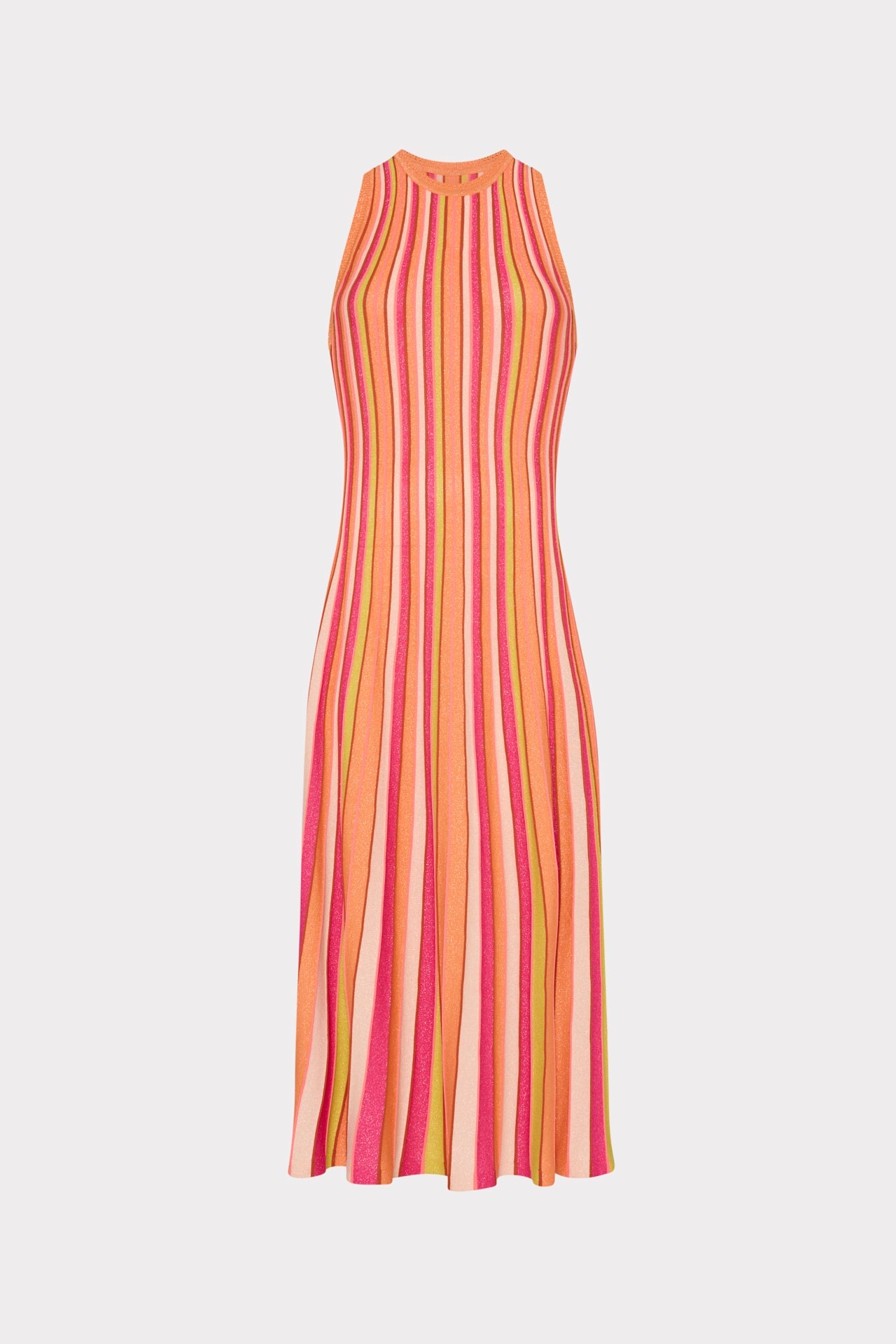 Multi Color Stripe Sleeveless Midi Dress Coral Multi | Milly Women