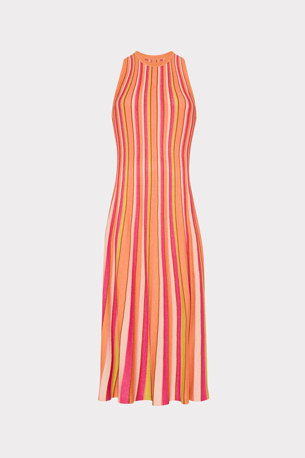 Multi Color Stripe Sleeveless Midi Dress Coral Multi | Milly Women