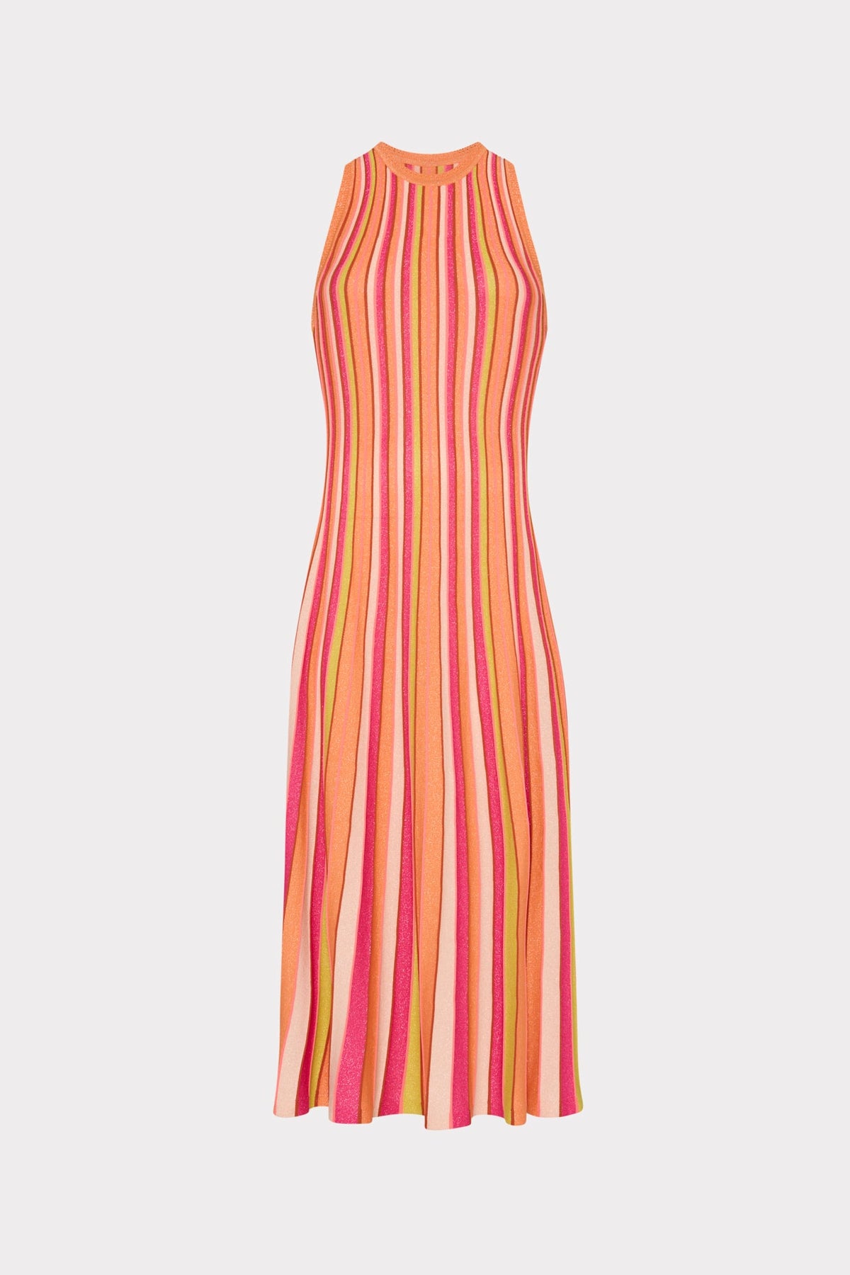 Multi Color Stripe Sleeveless Midi Dress Coral Multi | Milly Women