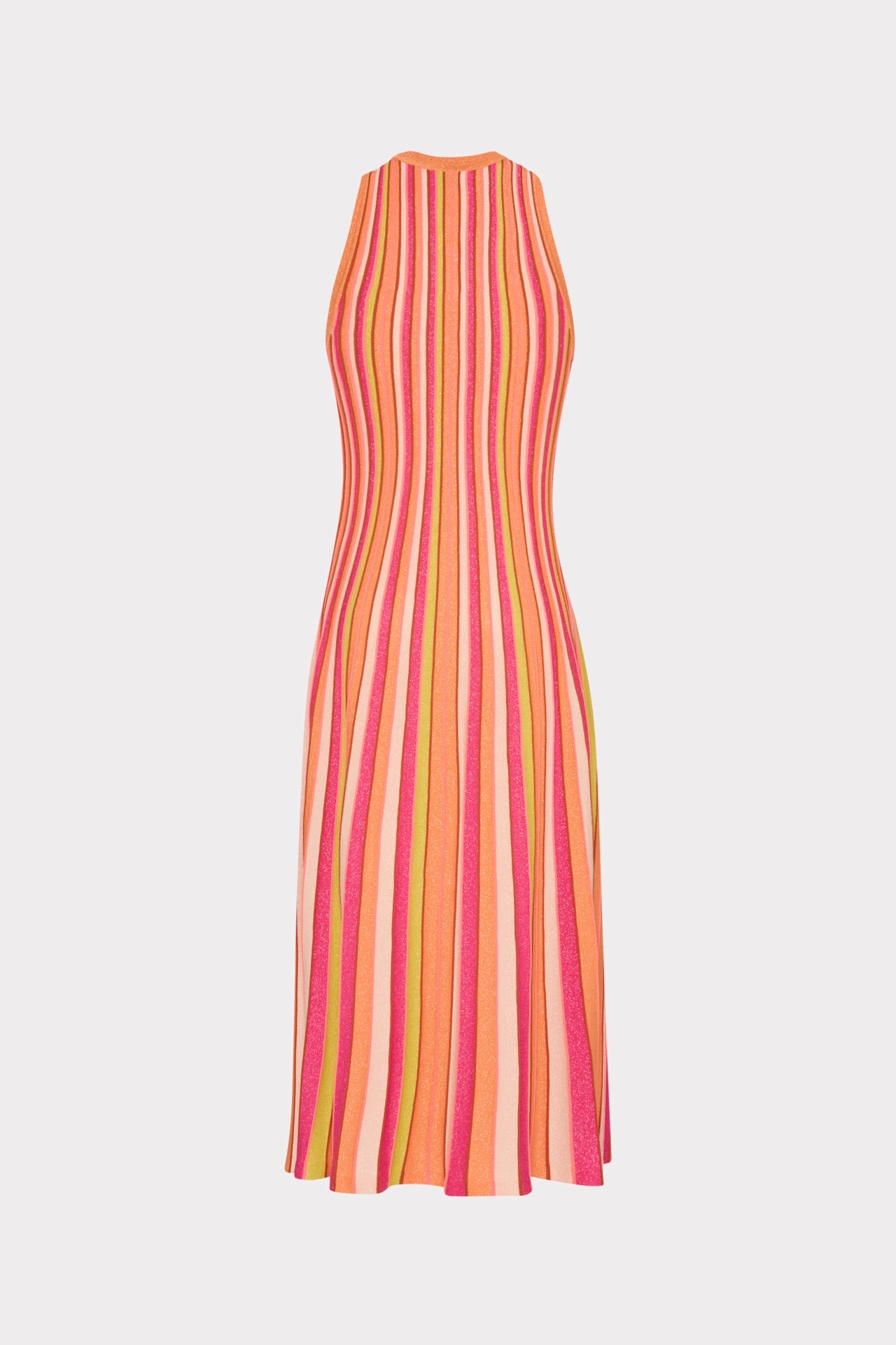 Multi Color Stripe Sleeveless Midi Dress Coral Multi | Milly Women