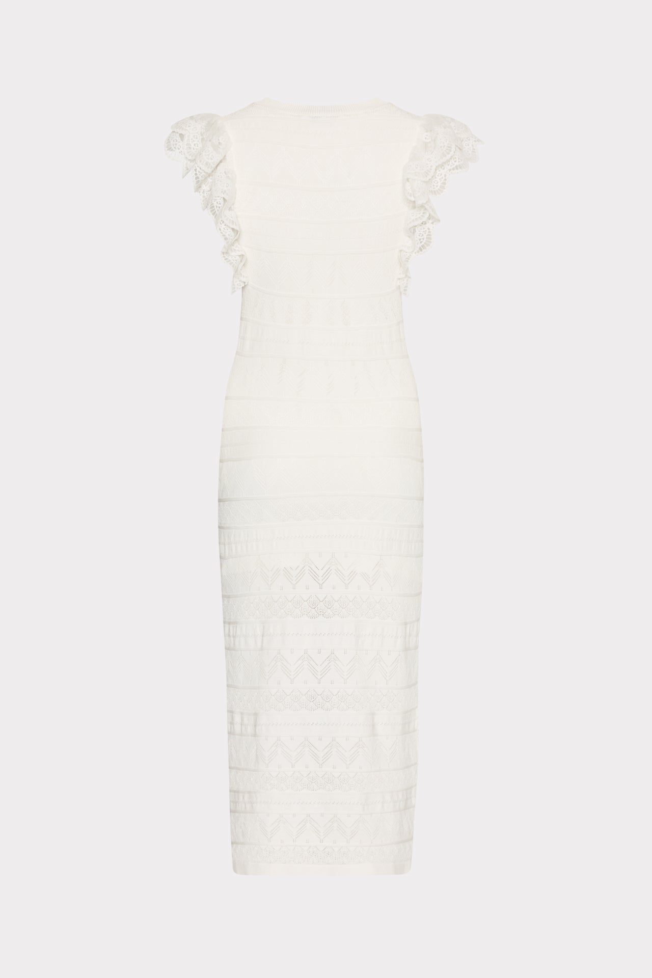 Lace Flutter Sleeve Knit Midi Dress Ecru | Milly Women