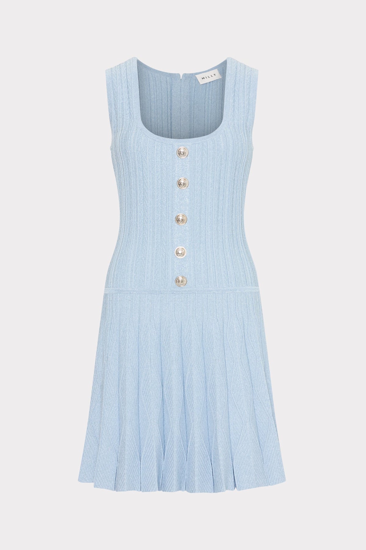 Wave Godet Flare Knit Mini Dress Light Blue | Milly Women