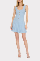 Wave Godet Flare Knit Mini Dress Light Blue | Milly Women