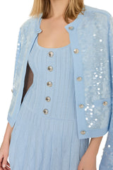 Wave Godet Flare Knit Mini Dress Light Blue | Milly Women