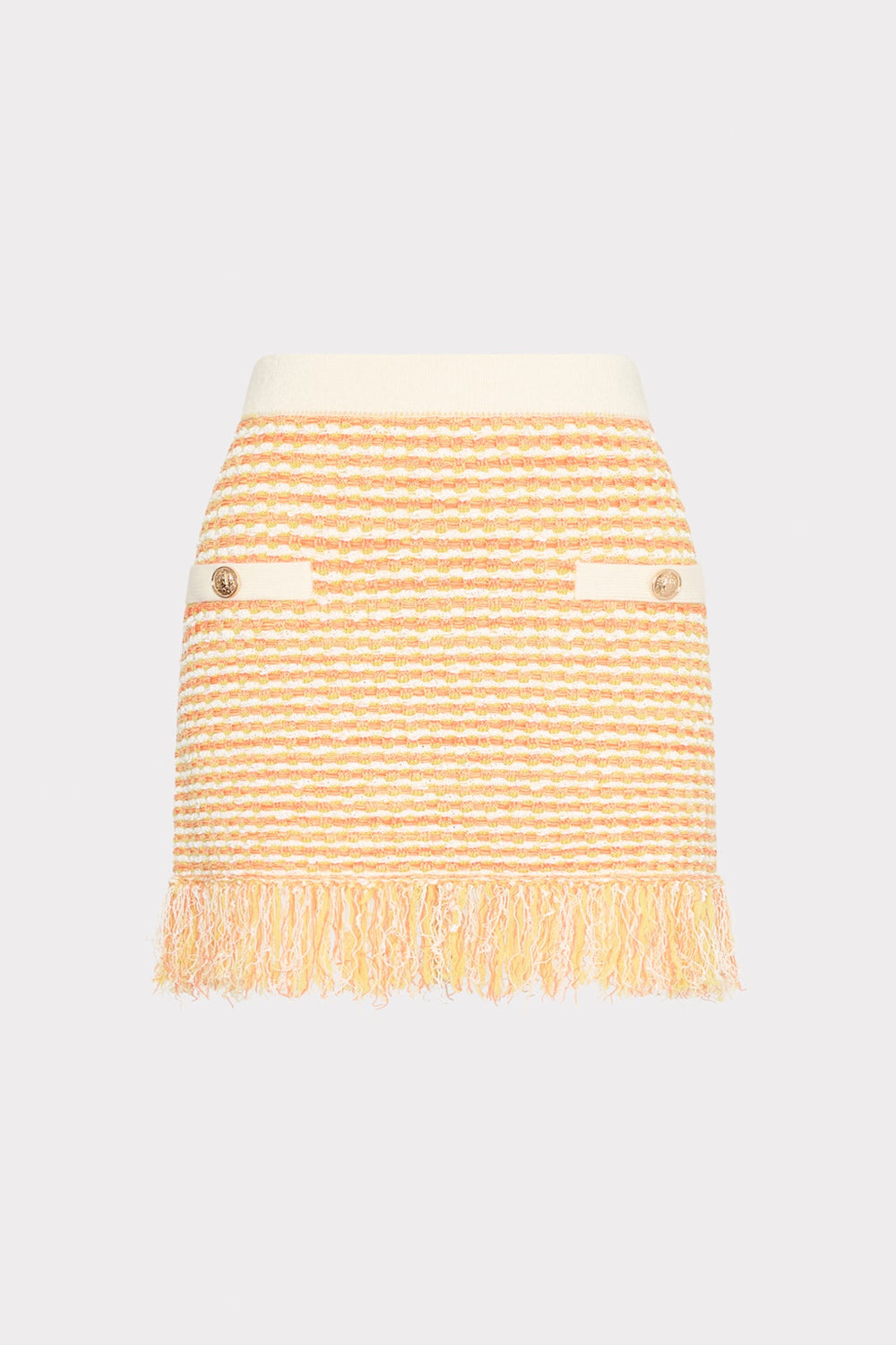 Kali Textured Fringe Knit Mini Skirt Orange Yellow Multi | Milly Women