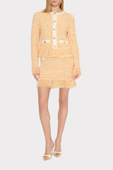 Kali Textured Fringe Knit Mini Skirt Orange Yellow Multi | Milly Women
