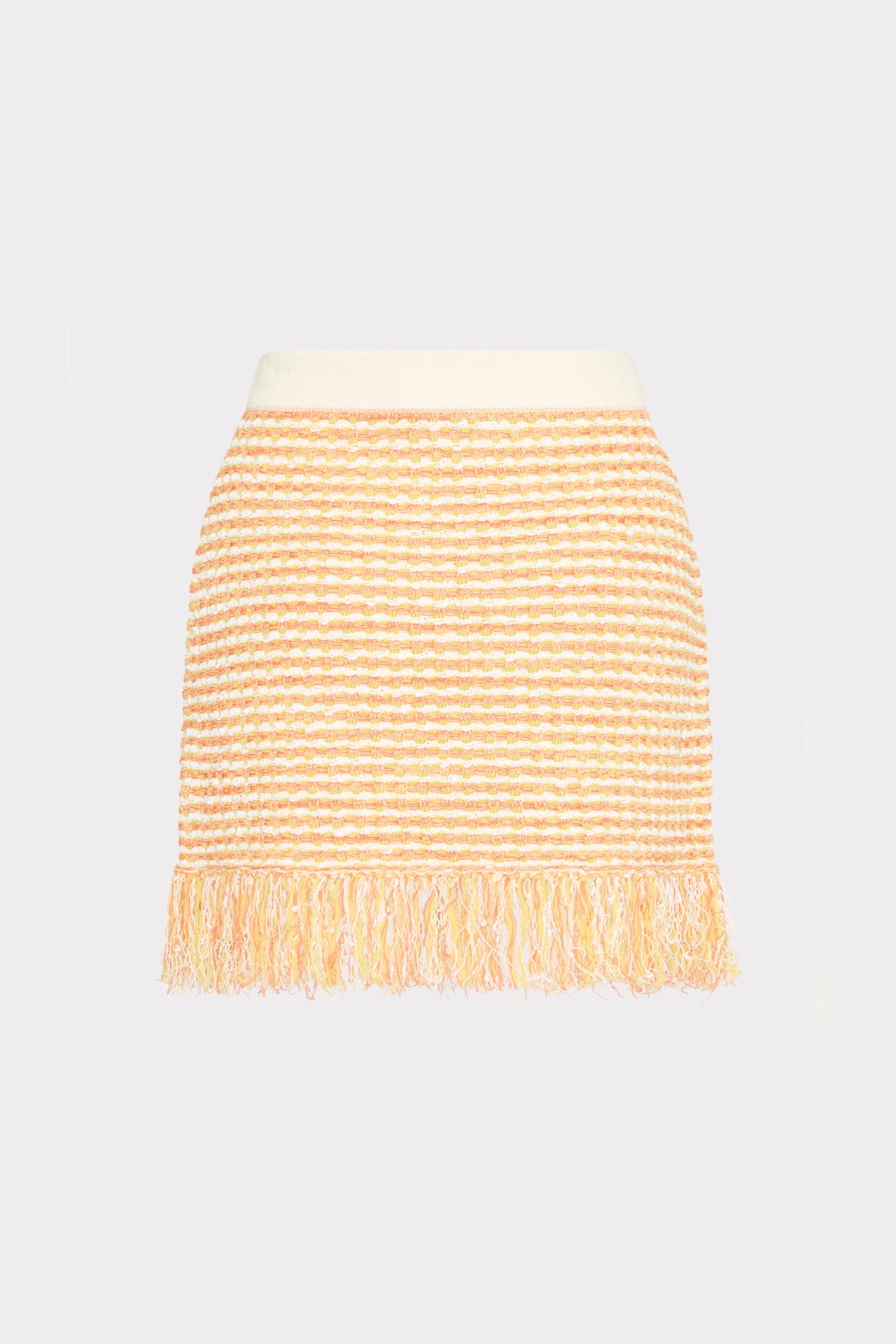 Kali Textured Fringe Knit Mini Skirt Orange Yellow Multi | Milly Women
