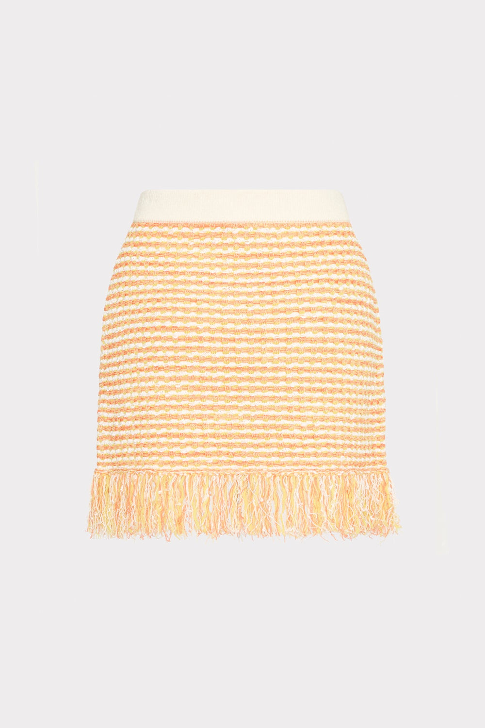 Kali Textured Fringe Knit Mini Skirt Orange Yellow Multi | Milly Women