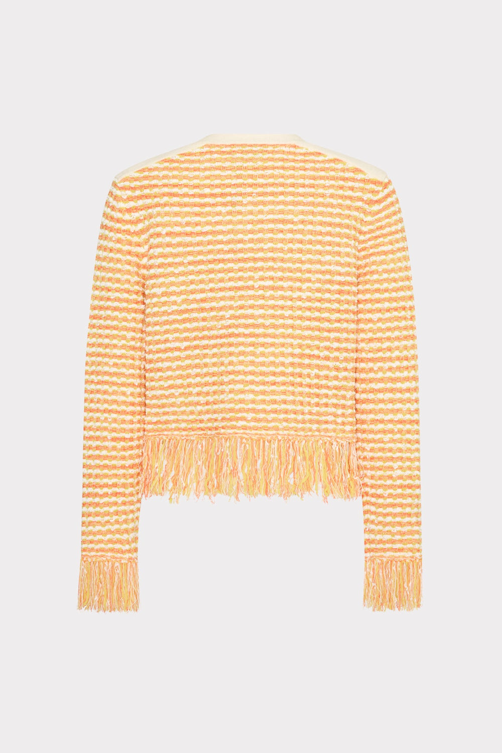 Textured Fringe Trim Cardigan Orange Yellow Multi | Milly Women