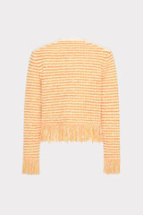 Textured Fringe Trim Cardigan Orange Yellow Multi | Milly Women