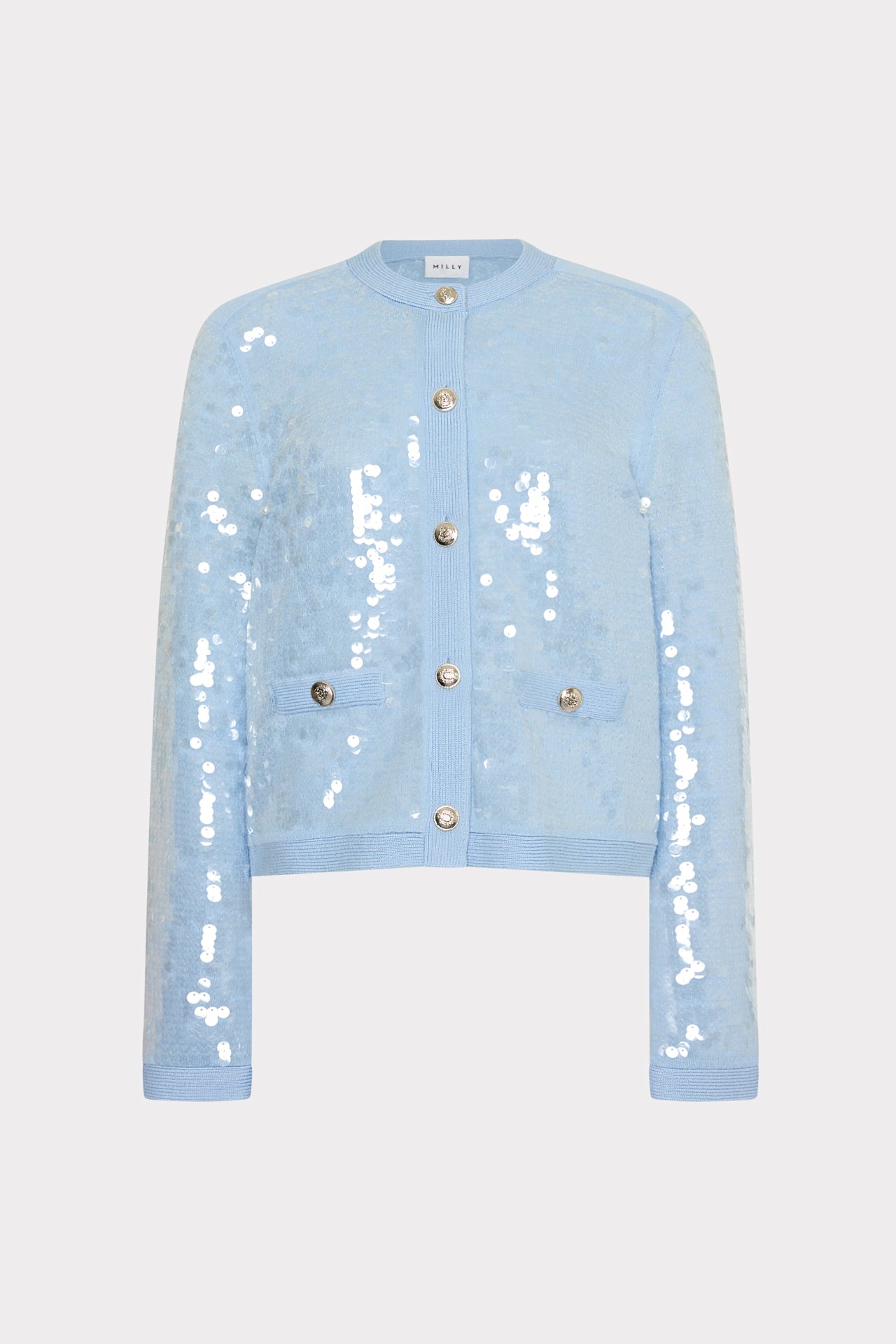 Iman Sequin Knit Cardigan Light Blue | Milly Women