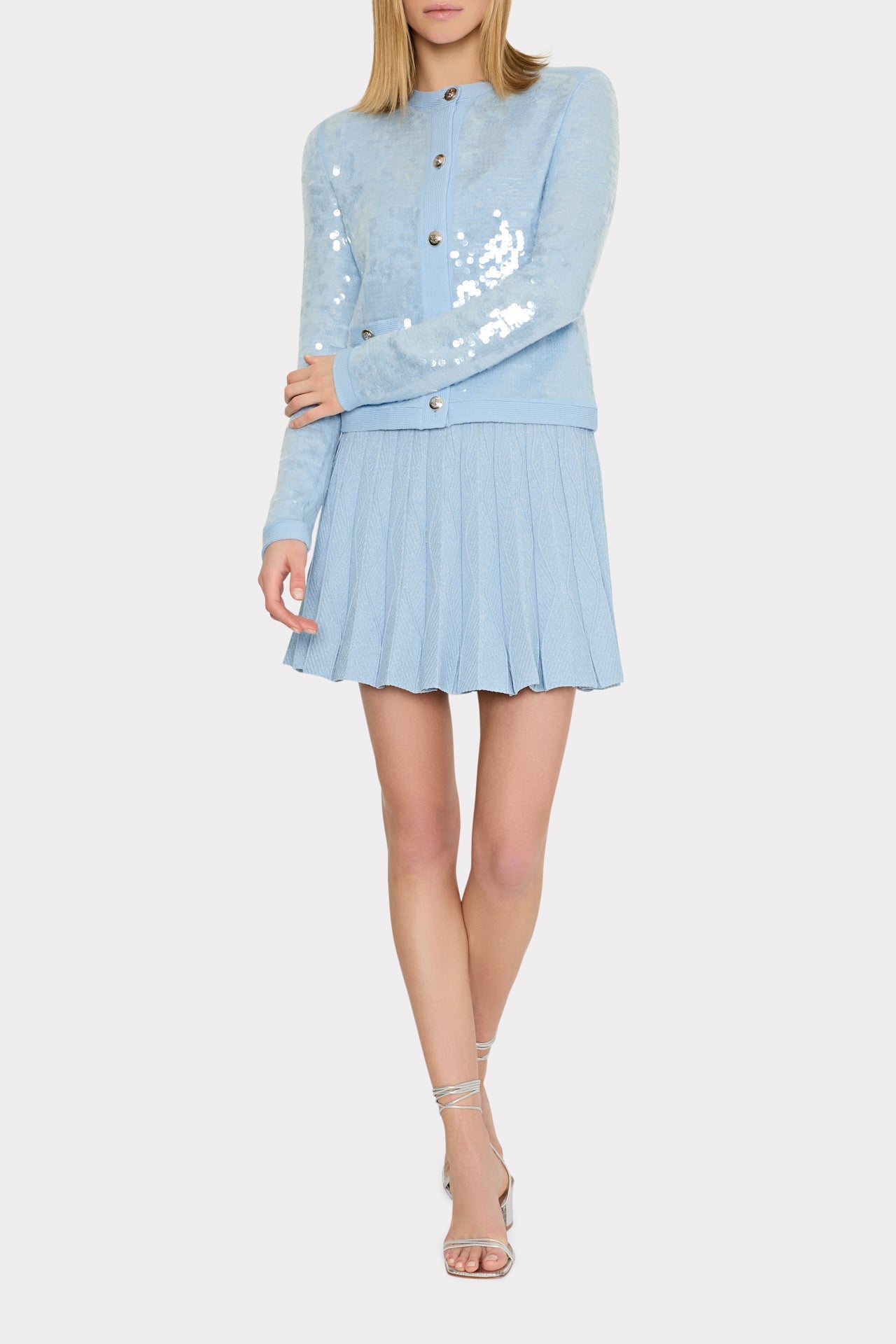 Iman Sequin Knit Cardigan Light Blue | Milly Women