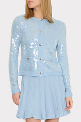 Iman Sequin Knit Cardigan Light Blue | Milly Women