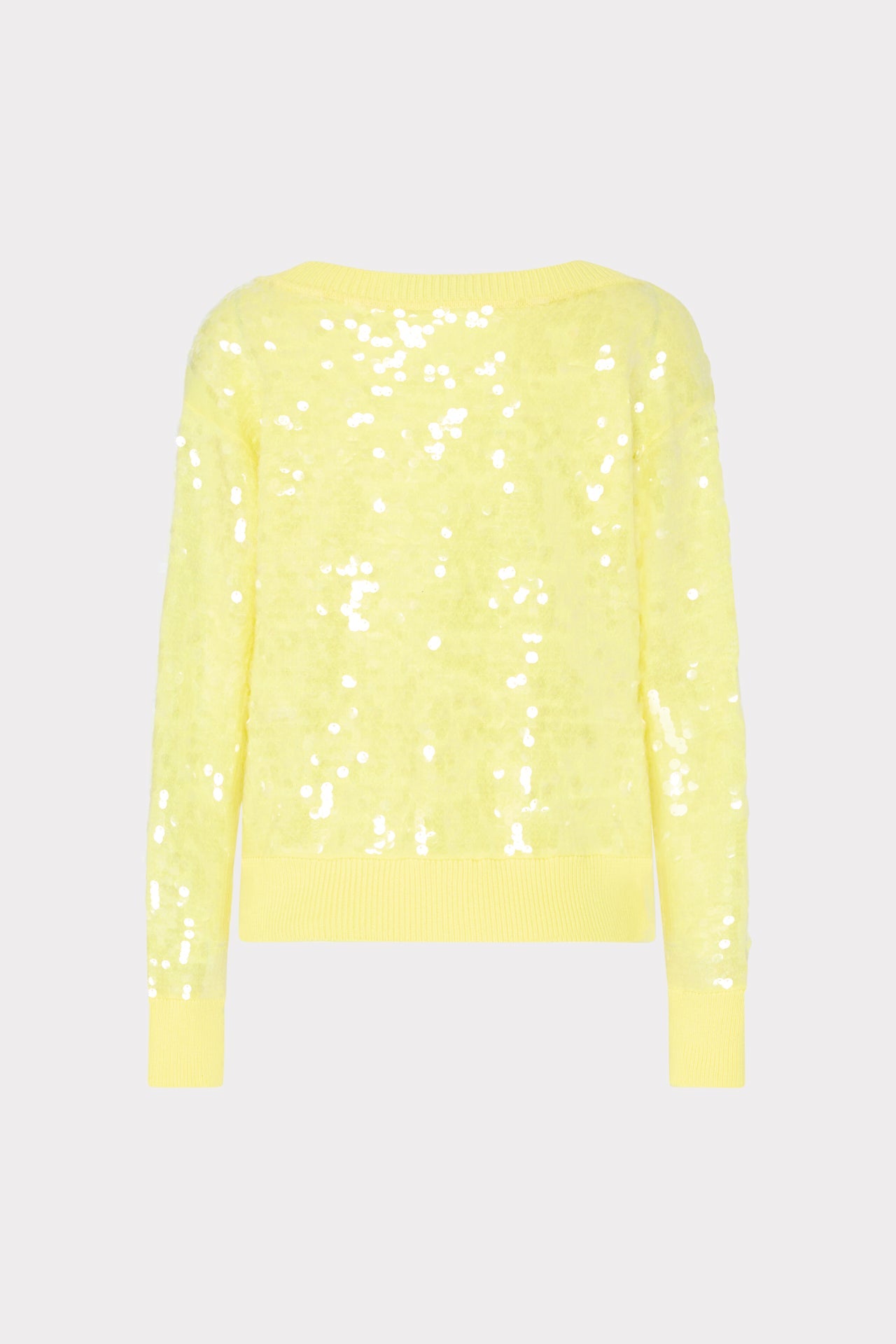 Ilaria Sequin V-Neck Sweater Light Yellow | Milly Women