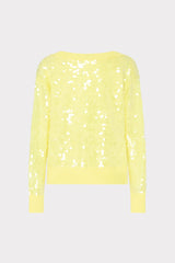 Ilaria Sequin V-Neck Sweater Light Yellow | Milly Women