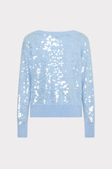 Ilaria Sequin V-Neck Sweater Light Blue | Milly Women