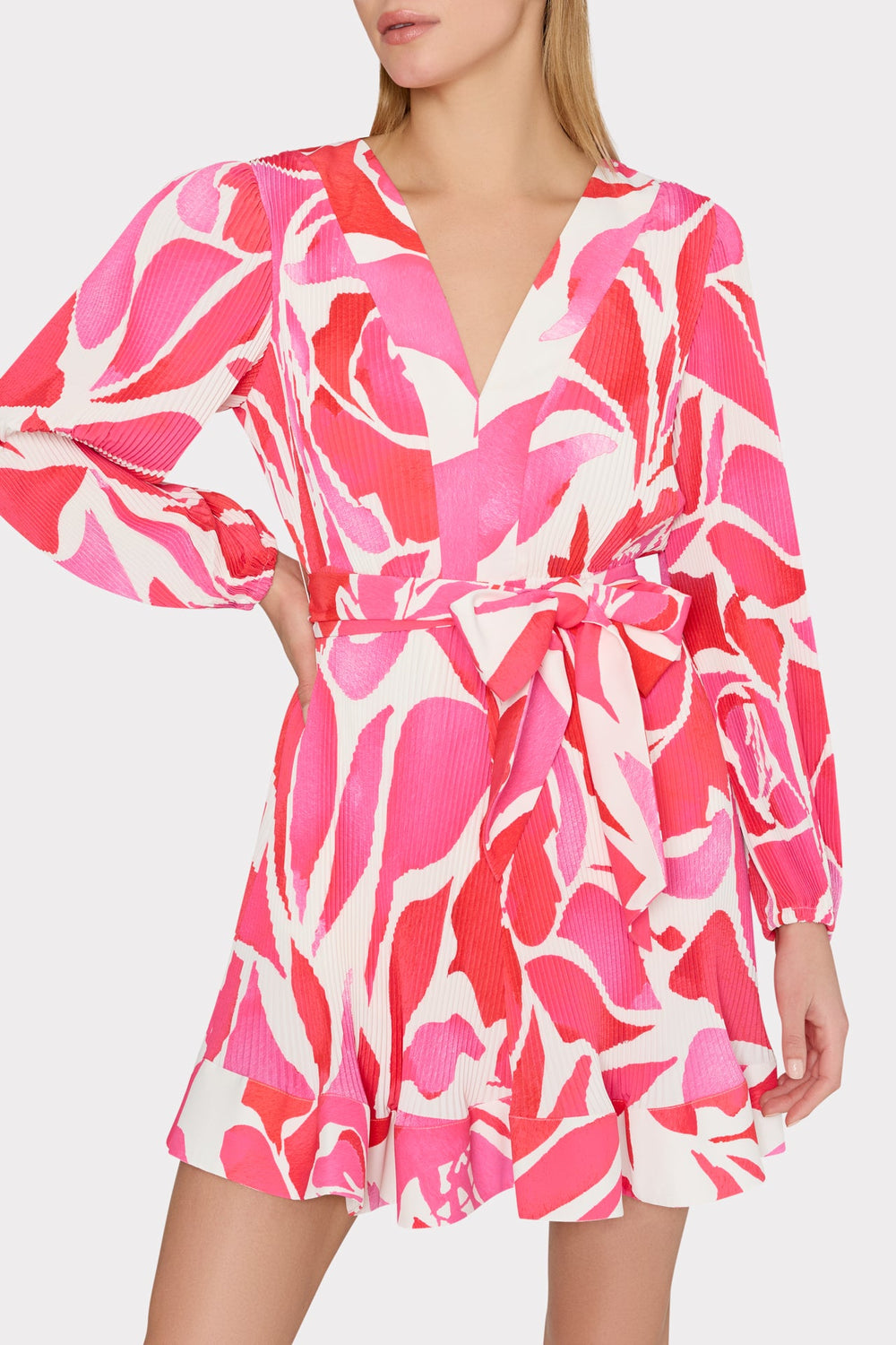 Liv Dream Rose Pleated Dress Magenta Multi | Milly Women