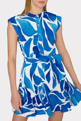 Joan Dream Rose Pleated Dress Teal Blue Multi | Milly Women