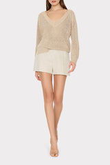 Linen Pleated Shorts Natural | Milly Women