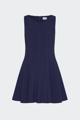 Sleeveless Stretch Cady Fit And Flare Dress Navy | Milly Women