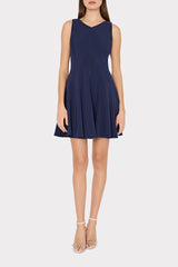 Sleeveless Stretch Cady Fit And Flare Dress Navy | Milly Women