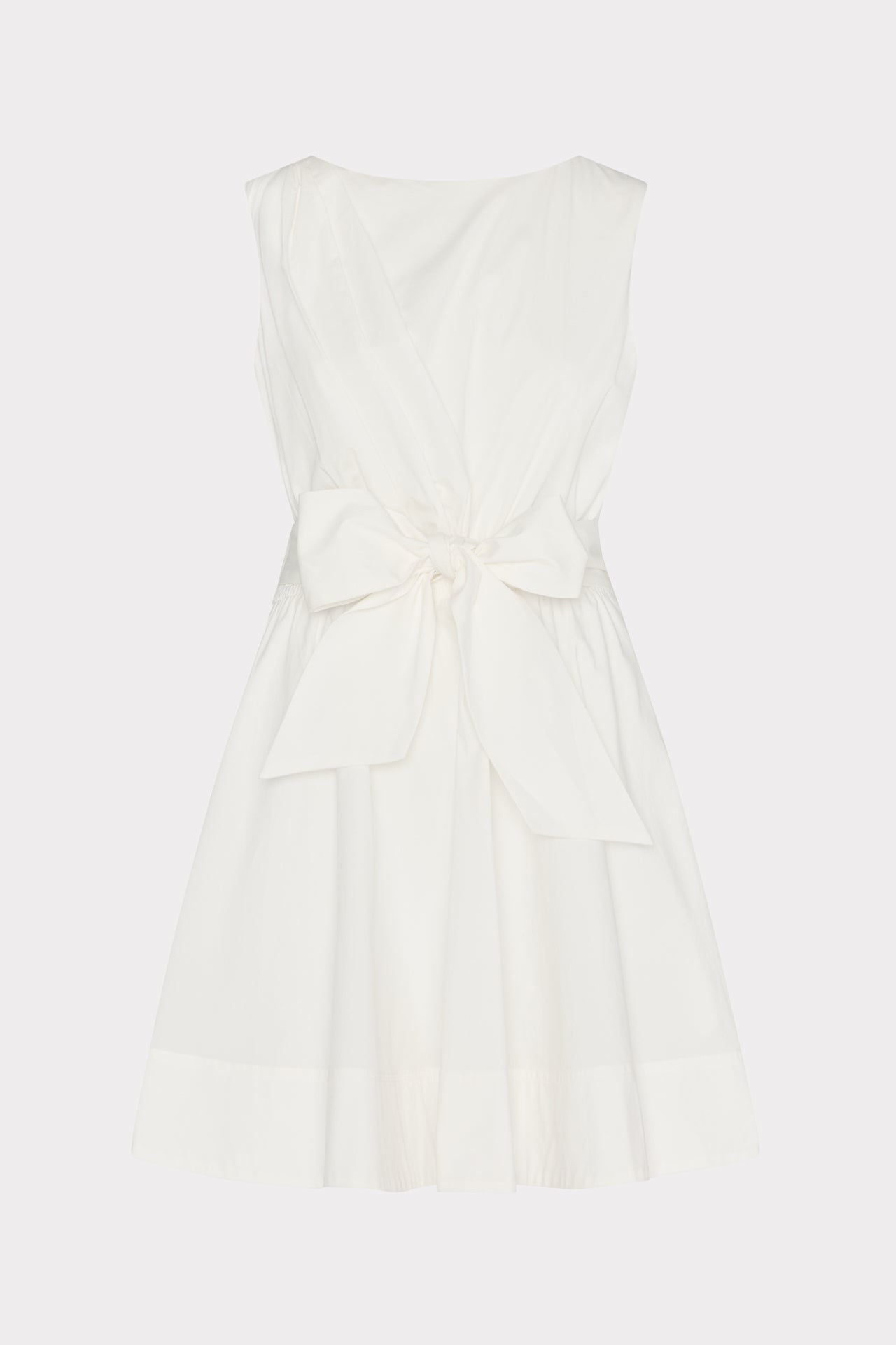 Draped Poplin Sleeveless Mini Dress White | Milly Women
